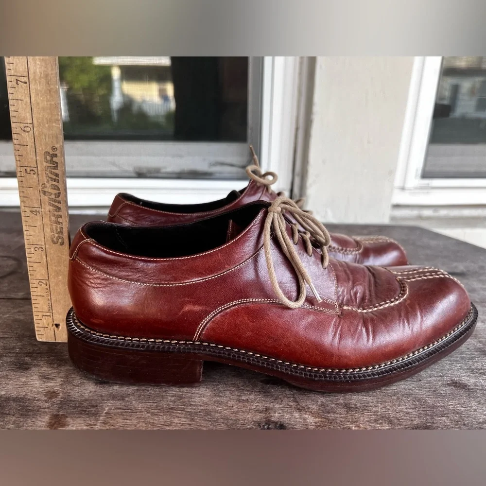 Cole Haan Country Men’s Sz 9.5 D Oxfords Brown Leather Split Toe Vintage Dress